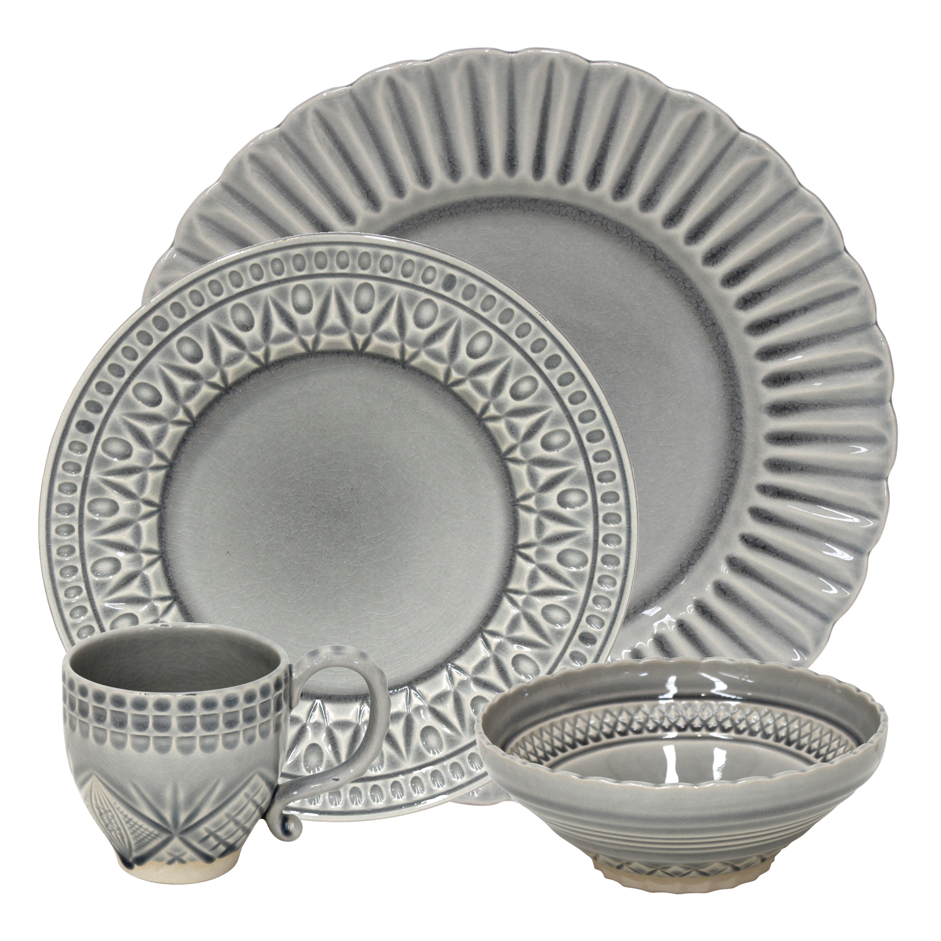 CRISTAL GREY 24 PCS DINNERWARE