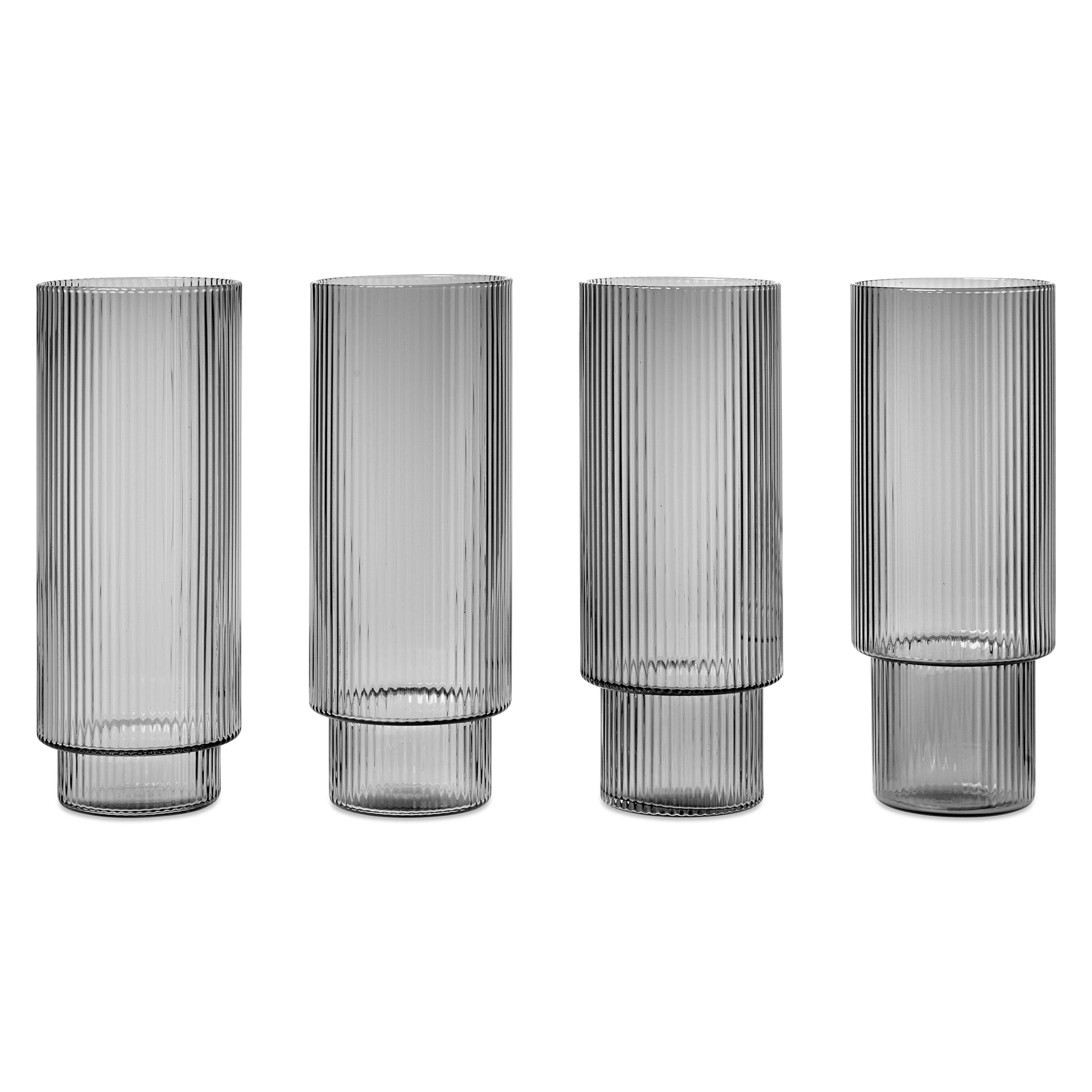 SET DE 4 VASOS RIPPLE GREY LARGE