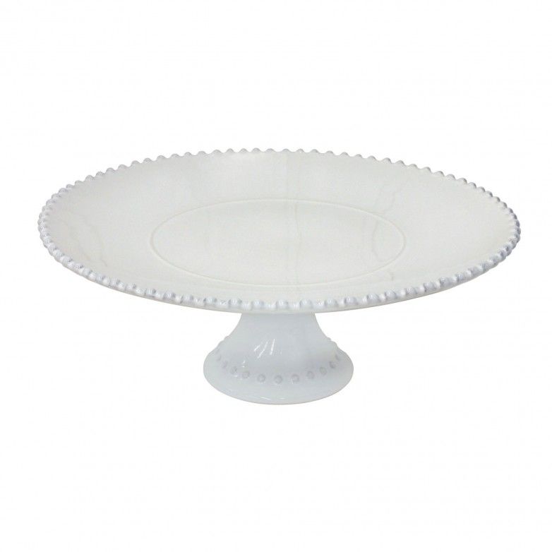 PEARL WHITE 33CM FOOTED PLATE