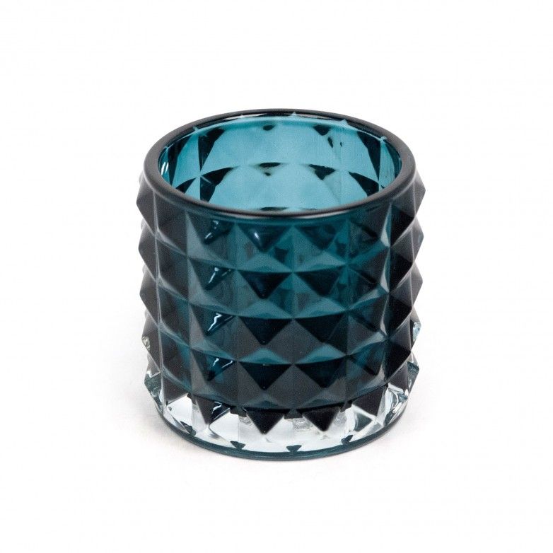 BLUE GLASS CANDLE HOLDER